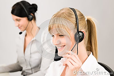 免版税库存图片: 呼叫中心客户耳机电话服务妇